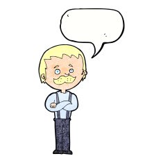 cartoon man with mustache speech bubble N94