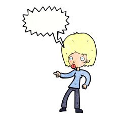 cartoon woman pointing with speech bubble N227