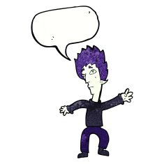 cartoon vampire man with speech bubble N124