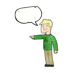 cartoon man pointing with speech bubble N206