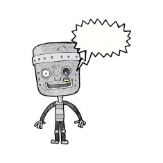 cartoon funny robot with speech bubble N86