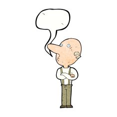 cartoon old man with folded arms speech bubble N11