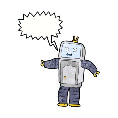 cartoon funny robot with speech bubble N87