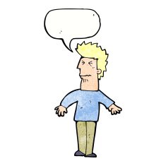 cartoon stressed man with speech bubble N73