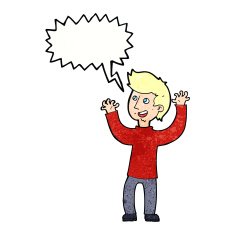 cartoon happy man with speech bubble N481