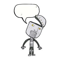 cartoon robot with speech bubble N204