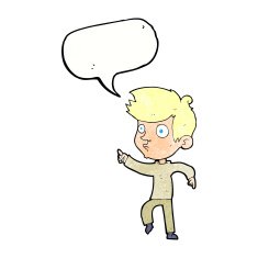 cartoon pointing boy with speech bubble N33