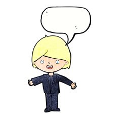cartoon happy man with speech bubble N482