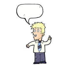 cartoon man with idea speech bubble N119