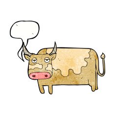 cartoon cow with speech bubble N39