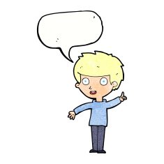 cartoon boy with idea speech bubble N76