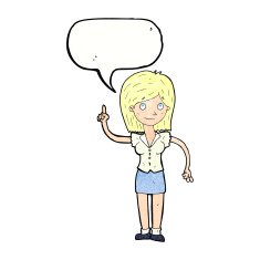 cartoon woman with idea speech bubble N268