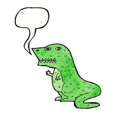 cartoon dinosaur with speech bubble N42