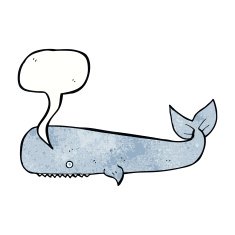 cartoon whale with speech bubble N39