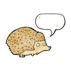 cartoon hedgehog with speech bubble N10