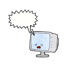 cartoon computer screen with speech bubble N11