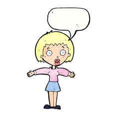 cartoon shocked woman with speech bubble N102