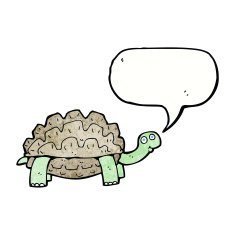 cartoon tortoise with speech bubble N8