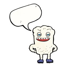 cartoon happy tooth with speech bubble N41