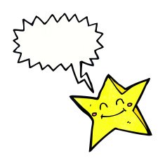 cartoon happy star character with speech bubble N21