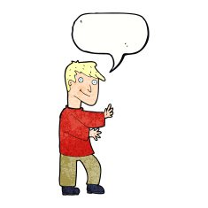 cartoon happy man with speech bubble N485