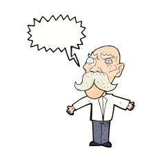 cartoon angry old man with speech bubble N154