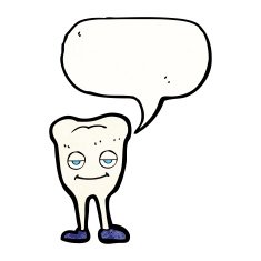 cartoon happy tooth with speech bubble N42