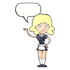 cartoon maid with speech bubble N43