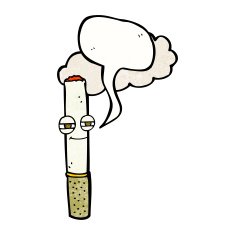cartoon happy cigarette with speech bubble N11