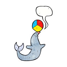 cartoon performing seal with speech bubble N11