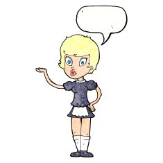 cartoon waitress with speech bubble N27