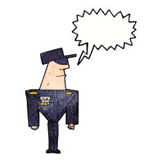 cartoon guard with speech bubble N11