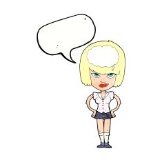 cartoon woman thinking with speech bubble N41