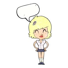 cartoon happy woman with speech bubble N270