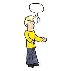 cartoon curious man with speech bubble N72