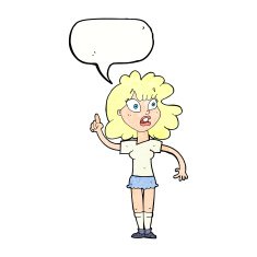 cartoon woman making point with speech bubble N22