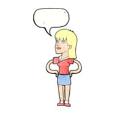 cartoon woman with hands on hips speech bubble N230