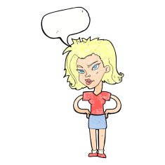 cartoon woman with hands on hips speech bubble N231