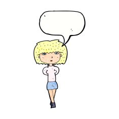 cartoon shy woman with speech bubble N53