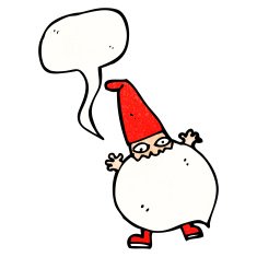 cartoon tiny santa with speech bubble N22
