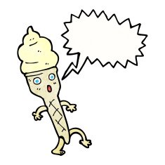 cartoon ice cream with speech bubble N7