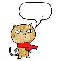 cartoon funny cat wearing scarf with speech bubble N18