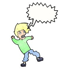 cartoon terrified man with speech bubble N230