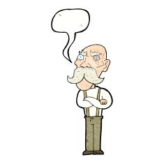 cartoon angry old man with speech bubble N156