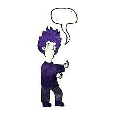 cartoon vampire man with speech bubble N125