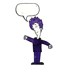 cartoon vampire man with speech bubble N126