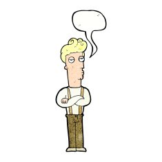 cartoon unimpressed man with speech bubble N10
