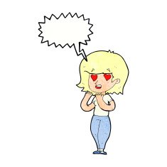 cartoon woman in love with speech bubble N11