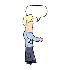 cartoon man explaining with speech bubble N22