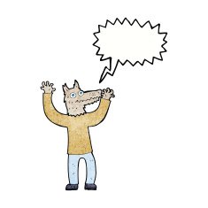 cartoon wolf man with speech bubble N58